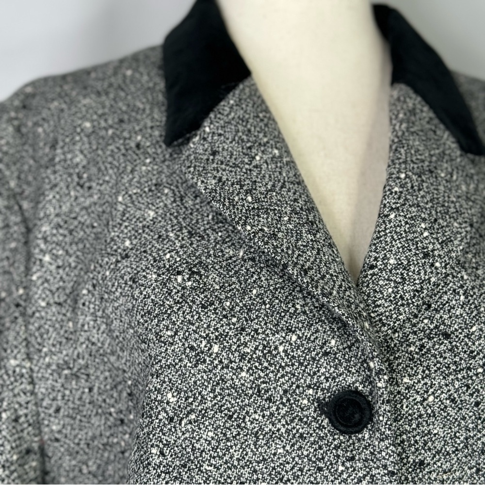 Vintage Pendleton jacket black white tweed wool blend made in USA velvet 12 - Picture 3 of 9